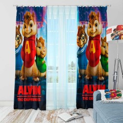 Плътно детско перде с 3D принт Алвин и Катеричоците 11850