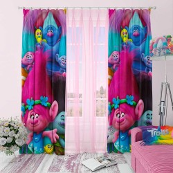 Плътно детско перде с 3D принт Тролчетата 11831