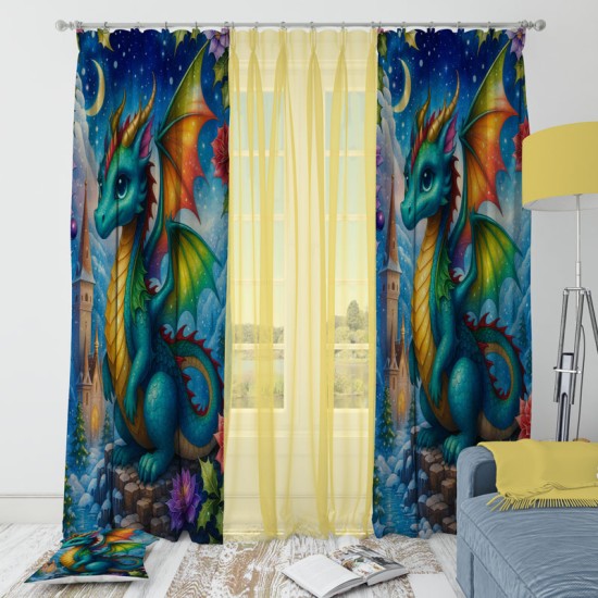 Плътно детско перде с 4K реалистичен принт „Дракон“ 14167 - Българско производство