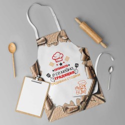 Забавна престилка за готвене с цветен принт 12250