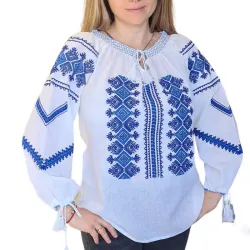 Дамска блуза с бродирана шевица и 3/4 ръкав 13419